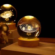 Crystal Ball Night Light Glowing Planet Galaxy Astronaut 3d Moon Table Lamp Usb