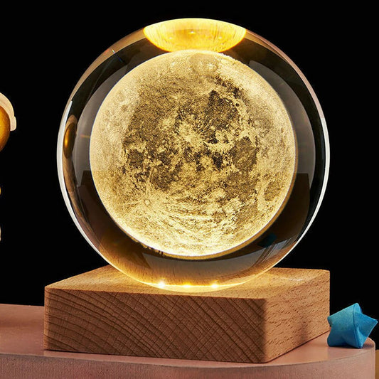 Crystal Ball Night Light Glowing Planet Galaxy Astronaut 3d Moon Table Lamp Usb