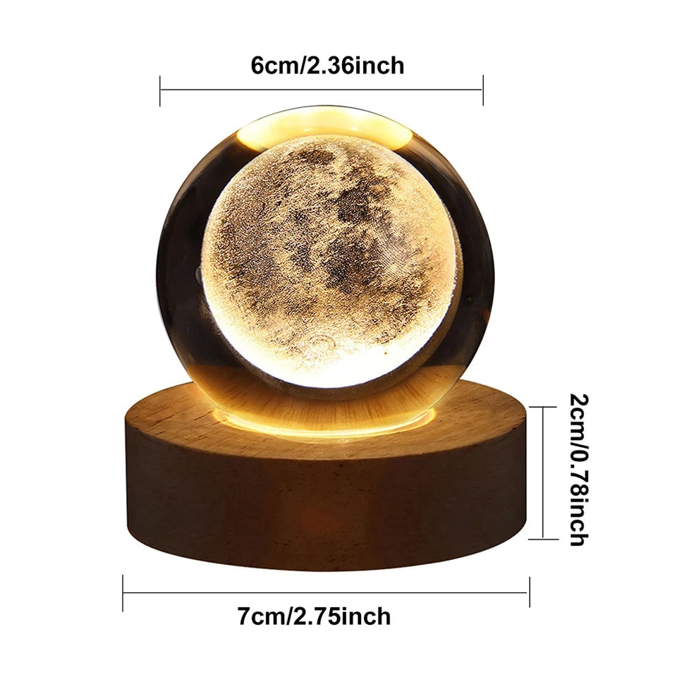 Crystal Ball Night Light Glowing Planet Galaxy Astronaut 3d Moon Table Lamp Usb
